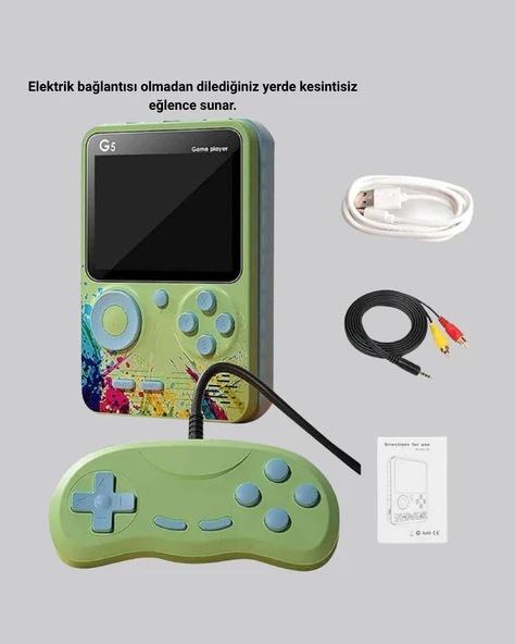 500 Oyunlu G5 Retro Mini Oyun Konsolu 3 İnç Ekran ve AV TV Desteği - Resim 3