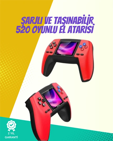 P5 Retro GamePad – Kompakt Tasarım 520 Oyun Nostalji Sevenlere Özel ürün görseli 1