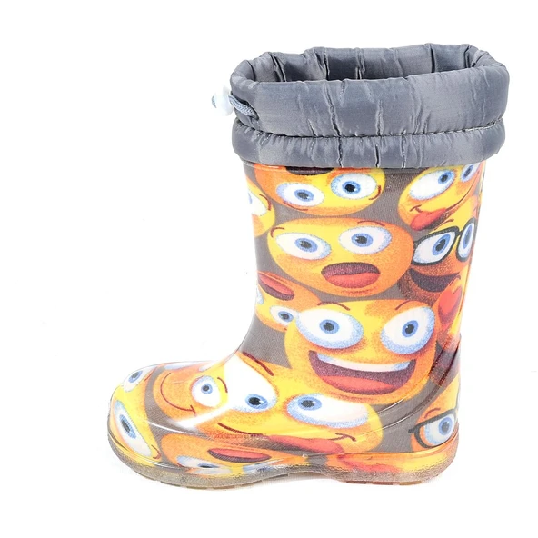 Ayakcenter 21-14 Srb Gri Emoji Kürklü Erkek Çocuk Çizme - Resim 4