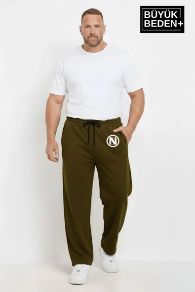 Erkek Büyük Beden N Logo Baskılı Rahat Kesim Lastikli Bel Paça Reçme Eşofman Altı SPR26EA952-4 - Resim 7