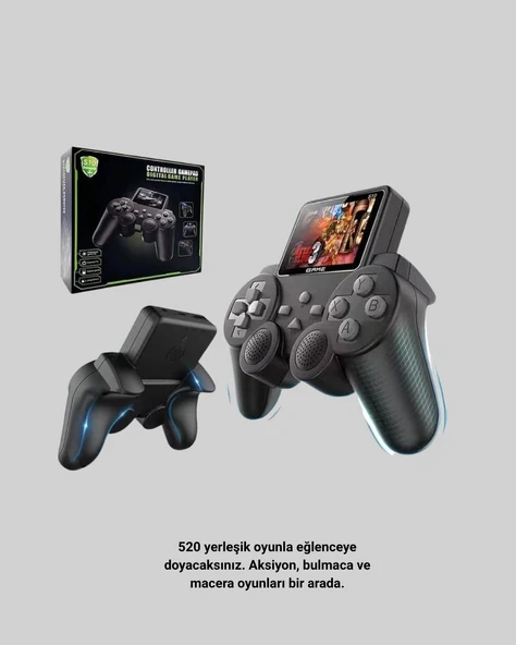 Çocuklar ve Yetişkinler İçin Uygun 500 Oyunlu Taşınabilir Mini Retro El Konsolu - Resim 3