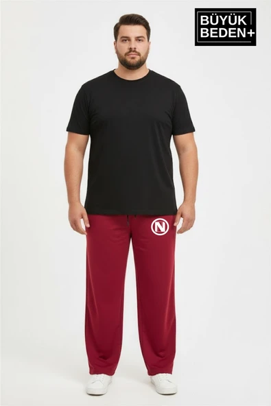 Erkek Büyük Beden N Logo Baskılı Rahat Kesim Lastikli Bel Paça Reçme Eşofman Altı SPR26EA952-4 - Resim 4