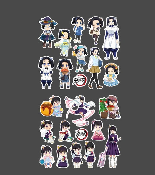 Demon Slayer-Aoi Kanzaki-Kanao Tsuyuri-parlak kağıt -2li sticker set-telefon süsleme - Resim 3