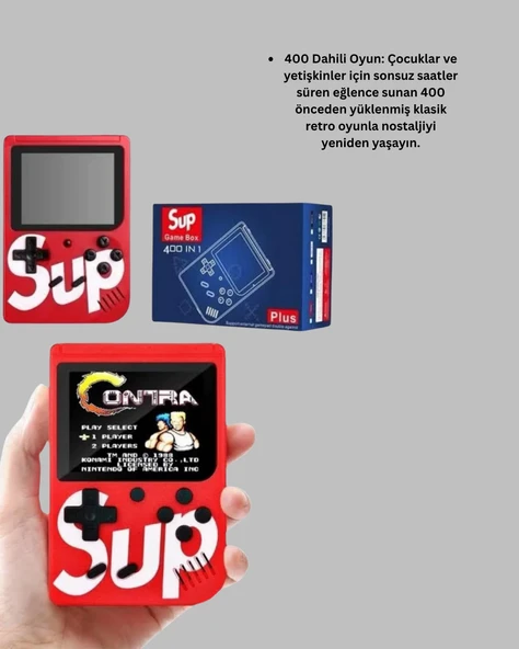 Çocuklar İçin 400 Retro Oyunlu Konsol - Resim 5