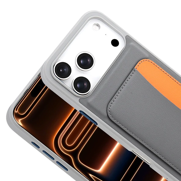 iPhone 17 Pro Kılıf Kartlıklı X-Kart Silikon Kapak - Resim 11