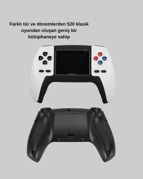 520 Klasik Oyunlu P5 ControllerView Retro Konsol – Şarjlı AV Giriş Destekli Ergonomik Tasarım - Resim 4