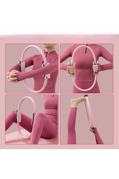 Pilates Çemberi Kaymaz Tutma Pedli Yoga Plates Egzersiz Halkası Ring İç Bacak Kalça Hareket Bandı - Resim 5