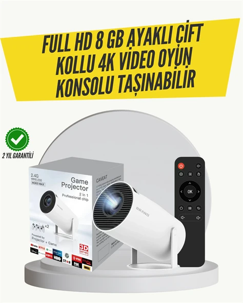 Kablosuz 4K Projeksiyon – Wi‑Fi 6 & Bluetooth 5.0 ile Oyun ve Uygulama Merkezli ürün görseli 1