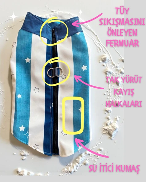 Star Sky Rain Küçük Köpek Yağmurluk Ceket - Resim 4