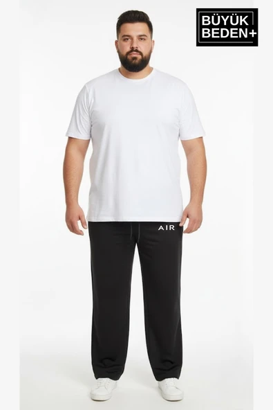 Erkek Büyük Beden Rahat Kesim Paça Reçme AR Baskılı Beli Lastikli Eşofman Altı SPR26EA952-1 - Resim 2