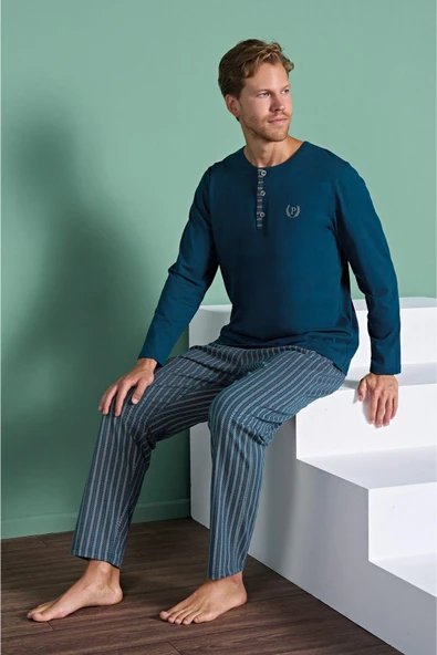 Gd Goldoremi 1934 Erkek Uzun Kollu Çizgili Pijama Takım ürün görseli 1