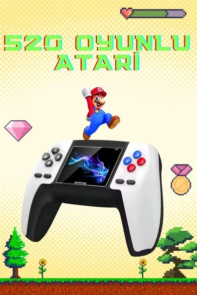 Retro Konsol P5 Uyumlu Taşınabilir 520 Oyunlu Kablosuz Game Stick - Resim 2
