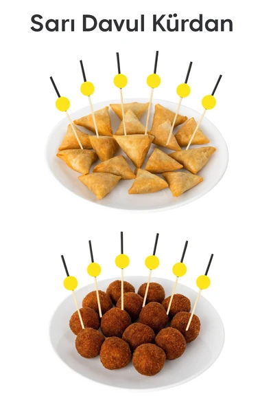 50’li Sarı Davul Kürdan 12 cm – Parti, Sunum, Kanape, Kokteyl ve Peynir Tabağı İçin Dekoratif Kürdan - Resim 6