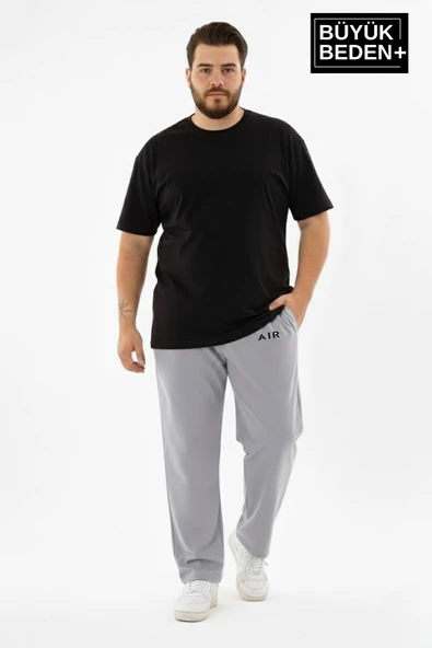 Erkek Büyük Beden Rahat Kesim Paça Reçme AR Baskılı Beli Lastikli Eşofman Altı SPR26EA952-1 ürün görseli 1