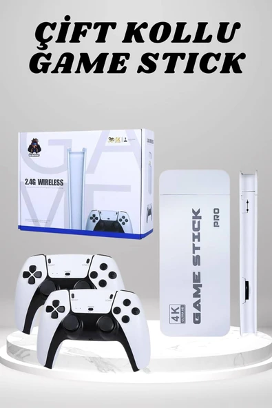 4K HD Görüntü Kaliteli Retro Game Stick 20000 Oyunlu Çift Kollu Beyaz Game Stick ürün görseli 1