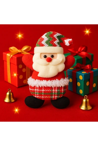 3'Lü Peluş Karakterlerle Eğlenceli Yeni Yıl Dekoru Noel Figürleri Yılbaşı Ağaç Süsleri 17 Cm x 11 Cm - Resim 6