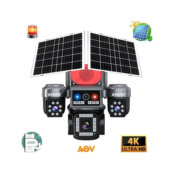 AVENIR 4MP SOLAR AV-S445 4 KAMERALI 4G SOLAR KAMERA ürün görseli 1