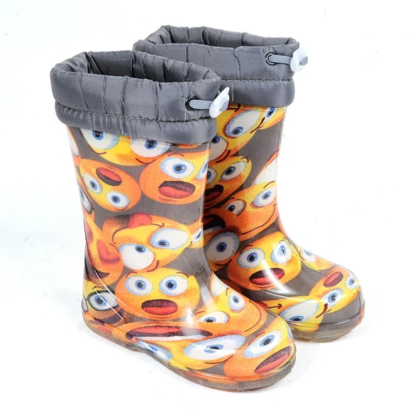 Ayakcenter 21-14 Srb Gri Emoji Kürklü Erkek Çocuk Çizme - Resim 3