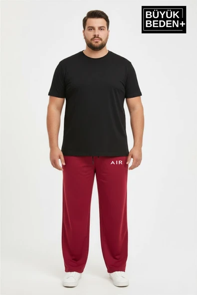 Erkek Büyük Beden Rahat Kesim Paça Reçme AR Baskılı Beli Lastikli Eşofman Altı SPR26EA952-1 - Resim 3