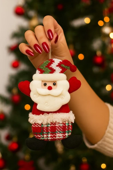 3'Lü Peluş Karakterlerle Eğlenceli Yeni Yıl Dekoru Noel Figürleri Yılbaşı Ağaç Süsleri 17 Cm x 11 Cm - Resim 4