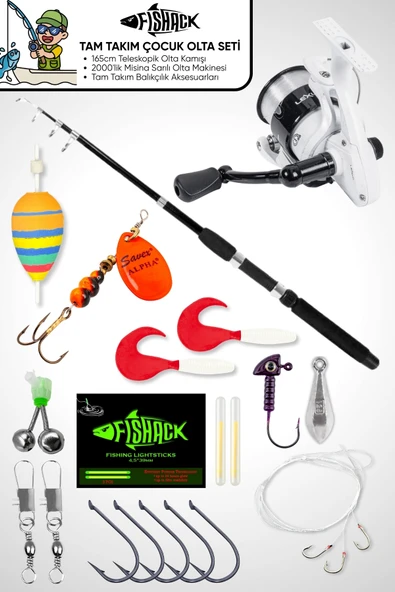 Tam Takım Çocuk Olta Seti - 165cm Kamış 10-30GR / 20'lik Makine ürün görseli 1