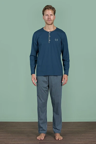 Gd Goldoremi 1934 Erkek Uzun Kollu Çizgili Pijama Takım - Resim 2