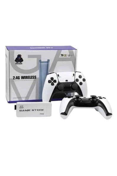 Çift Oyun Kollu 4K HD Ekran Nostaljik 20.000 Oyunlu Beyaz Game Stick - Resim 4
