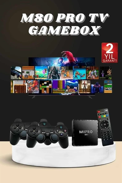 Android Tv Box 2.4g 10k Ultra Hd 2gb Ram 64gb Hafıza 10000 Retro Oyunlu Konsol Game Stick M8 Pro - Resim 2