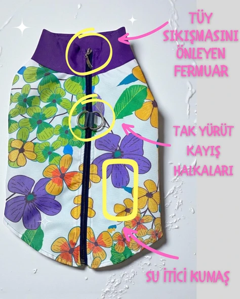 Flora Rain Küçük Köpek Yağmurluk Ceket - Resim 10