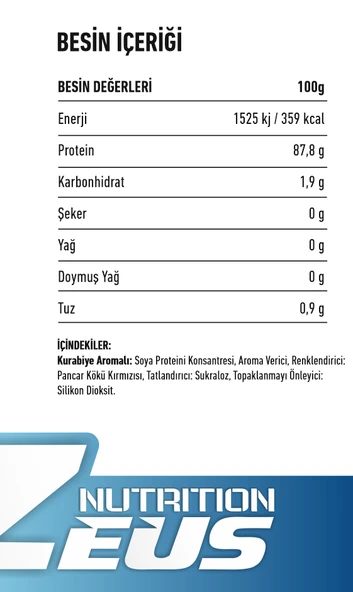 SOYA PROTEIN ( VEGAN PROTEİN KAYNAĞI ) Zeus Nutrition 400gr-Kurabiye - Resim 2