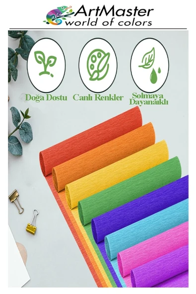 Krapon Kağıdı Pembe Renk 10 Adet 50x200 cm Grapon Kağıdı 10'lu Okul Proje Sınıf Anaokulu Kreş Süsleme - Resim 2