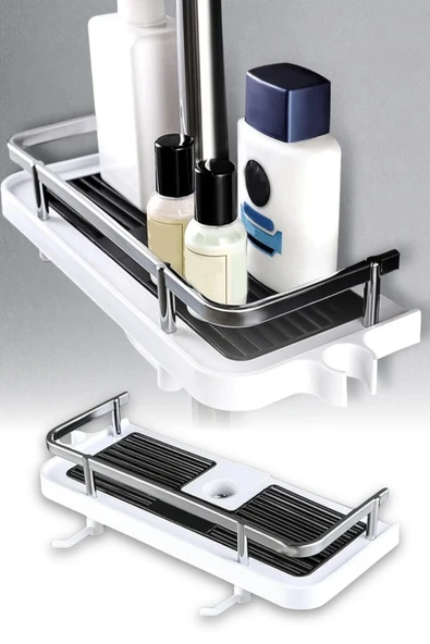 TİNEKE  Banyo Rafı Tek Katlı Yapışkanlı Pratik Kurulumsuz Duvar Tipi Şampuan Sabun Organizeri ürün görseli 1