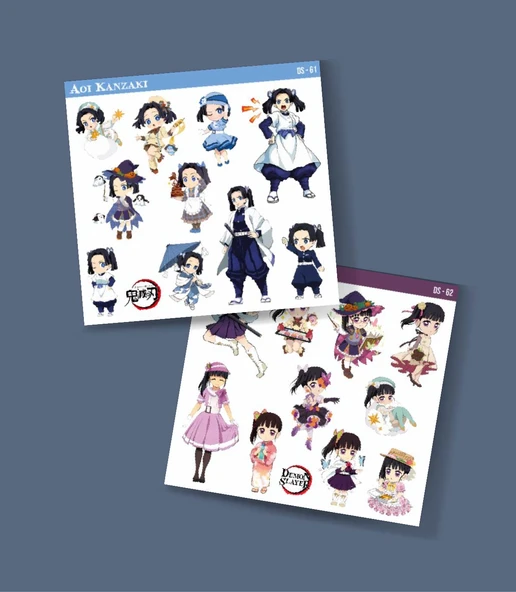 Kanao Tsuyuri-Demon Slayer-Aoi Kanzaki-parlak kağıt -2li sticker set süsleme ürün görseli 1