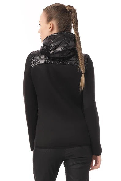 Kadın Kapüşonlu Parlak Şişme Ön, Fermuar Detaylı Spor Mont - Resim 5