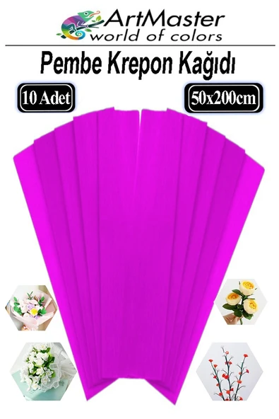 Krapon Kağıdı Pembe Renk 10 Adet 50x200 cm Grapon Kağıdı 10'lu Okul Proje Sınıf Anaokulu Kreş Süsleme ürün görseli 1
