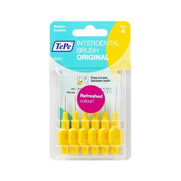 Tepe Interdental Brush Original 6 Pcs , 0.7 MM TePe Arayüz Fırçası SARI ürün görseli 1