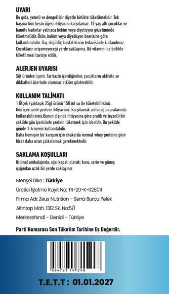 PROTEIN MEAL ÖĞÜN TOZU Zeus Nutrition 400gr-Çikolata - Resim 2