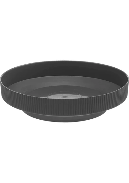 9 Litre Antrasit Dekoratif Lüx Saksı İç Dış Mekan Tabaklı Plastik Çiçek Saksısı - Resim 5