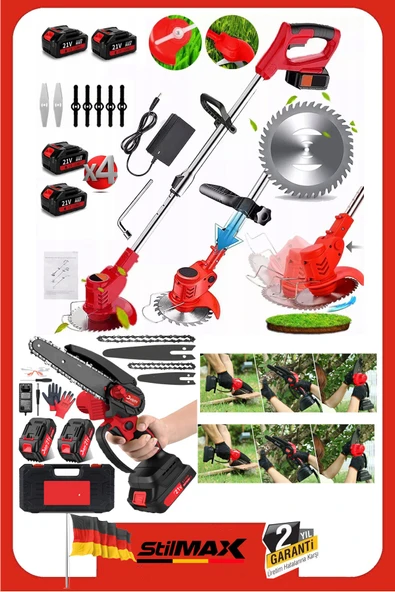 Staxx 4 Lityum Akü Dahil Teleskopik Uzatmalı Ot Çayır Çim Biçme + Kömürsüz Dal Budama Makinesi ürün görseli 1