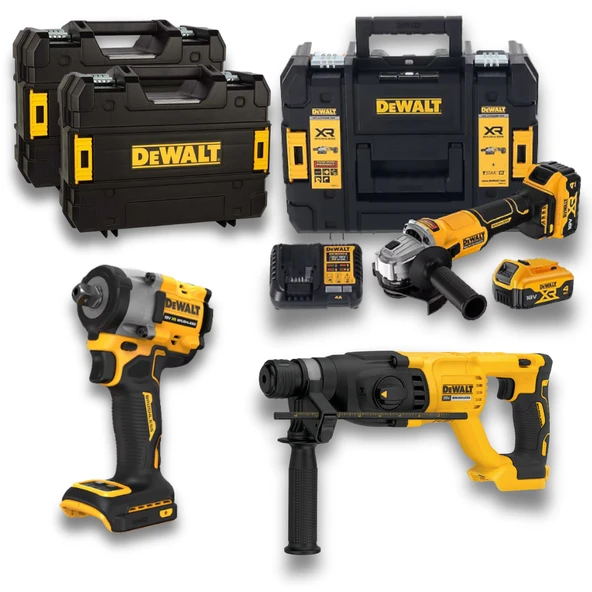 DeWalt DCF922 DCH133 DCG407 18V XR 3’lü Profesyonel Set (2 Adet 4.0Ah Akü  Şarj  TSTAK) ürün görseli 1