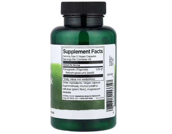 Swanson Full Spectrum Fenugreek Seed 90 Vegan Capsules (610 mg per Capsule) - Resim 2