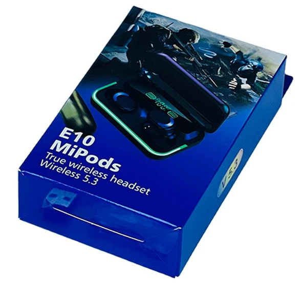 E10 MPDS TWS Bluetooth 5.3 Kablosuz Oyuncu Kulaklığı  LED Gösterge, Powerbank Kutulu - Resim 5