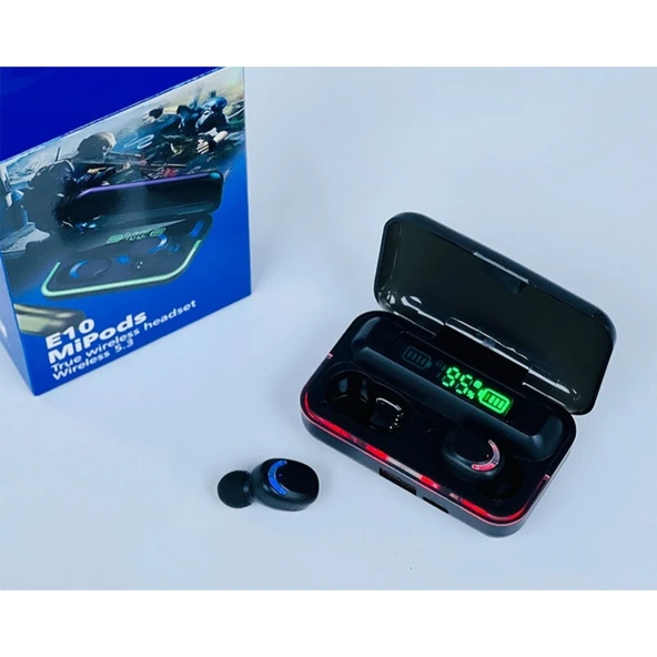 E10 MPDS TWS Bluetooth 5.3 Kablosuz Oyuncu Kulaklığı  LED Gösterge, Powerbank Kutulu ürün görseli 1