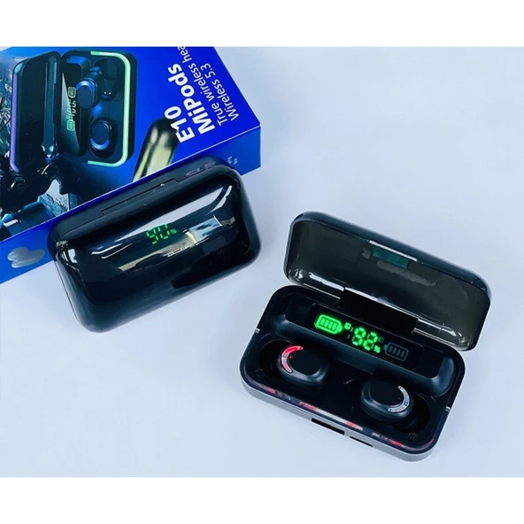 E10 MPDS TWS Bluetooth 5.3 Kablosuz Oyuncu Kulaklığı  LED Gösterge, Powerbank Kutulu - Resim 3