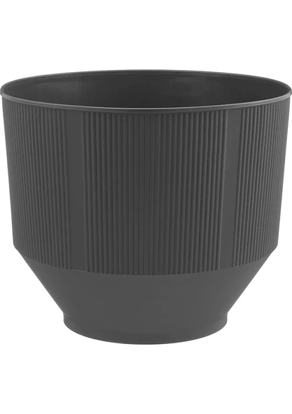 9 Litre Antrasit Dekoratif Lüx Saksı İç Dış Mekan Tabaklı Plastik Çiçek Saksısı - Resim 3