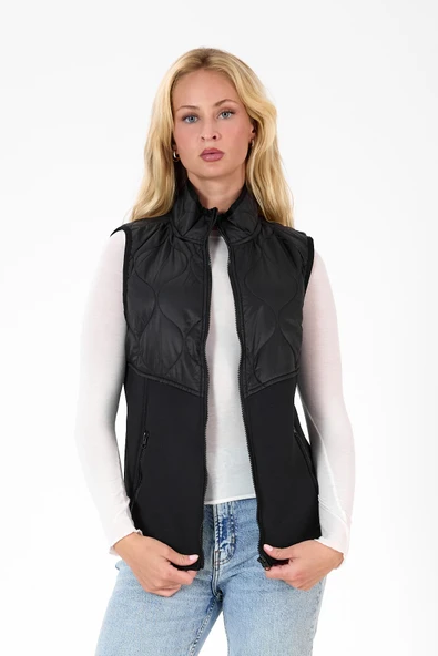 Kadın Fermuar Detaylı Kapitoneli Spor Şişme Yelek ürün görseli 1