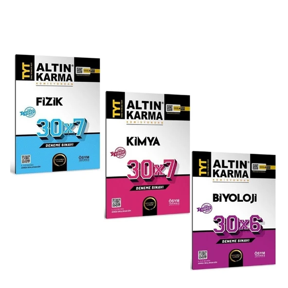 Altın Karma TYT Fizik Kimya ve Biyoloji Deneme Seti 3 Kitap ürün görseli 1