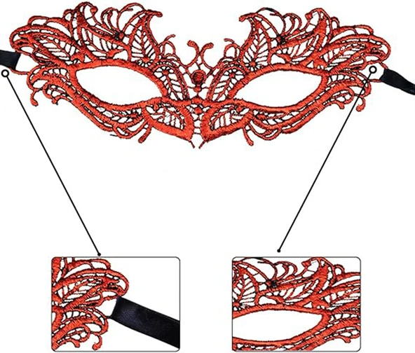 Kırmızı Dantel Masquerade Maskesi 5 No ürün görseli 1