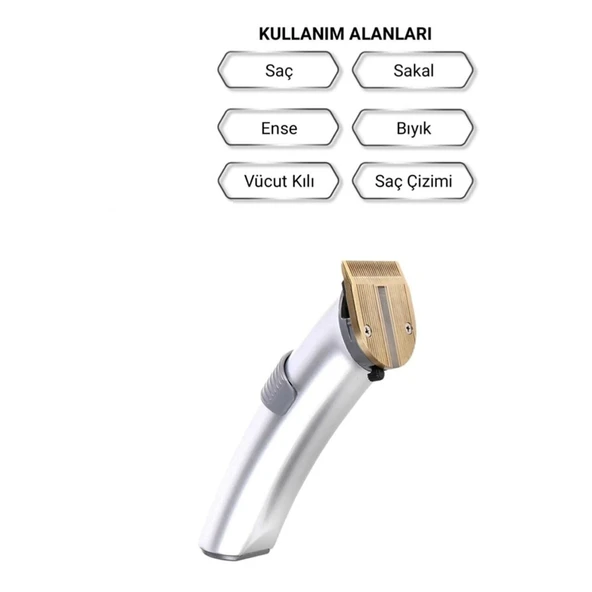 Şarjlı Saç Sakal Kesme Tıraş Makinesi Erkek Tıraş Makine Seti - Resim 2