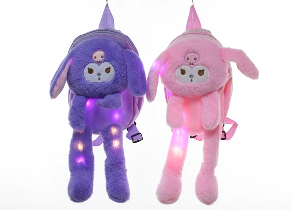 Peluş Işıklı Oynar Kulaklı Kuromi Sırt Çantası ürün görseli 1